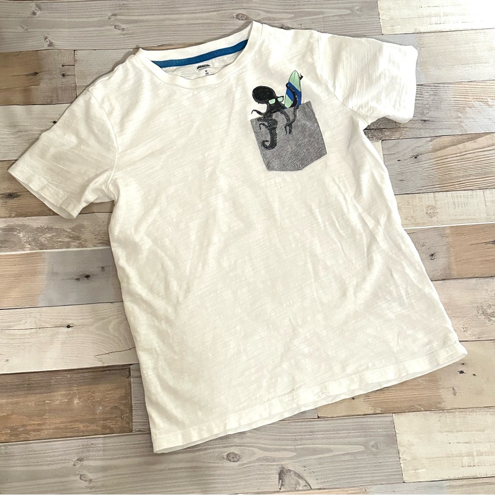 Old Navy White T-Shirt with Blue Trim